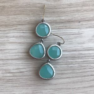 Anthropologie Silver & Blue Drop Earrings